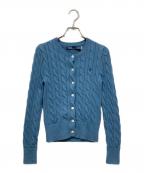 POLO RALPH LAURENポロ・ラルフローレン）の古着「ケーブルニット コットン クルーネック カーディガン」｜ブルー