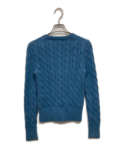 POLO RALPH LAUREN（ポロ・ラルフローレン）POLO RALPH LAUREN (ポロ・ラルフローレン) ケーブルニット コットン クルーネック カーディガン ブルー サイズ:XSの古着・服飾アイテム