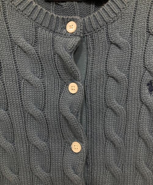 POLO RALPH LAUREN（ポロ・ラルフローレン）POLO RALPH LAUREN (ポロ・ラルフローレン) ケーブルニット コットン クルーネック カーディガン ブルー サイズ:XSの古着・服飾アイテム