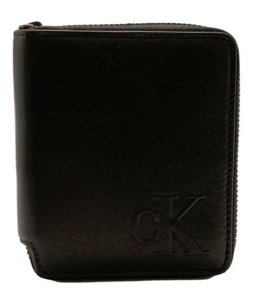 ck Calvin Klein（シーケーカルバンクライン）ck Calvin Klein (シーケーカルバンクライン) 2つ折りラウンドジップ財布 / レザージップハーフウォレット ブラックの古着・服飾アイテム