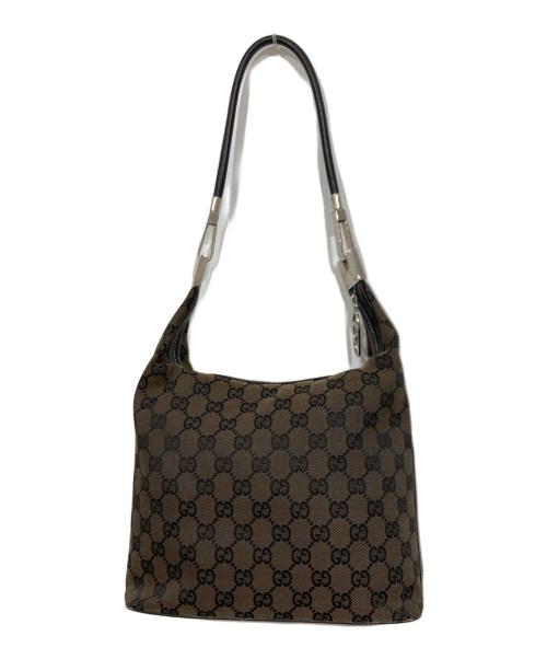 GUCCI（グッチ）GUCCI (グッチ) GGキャンバス ワンハンドルバッグ ブラウンブラックの古着・服飾アイテム