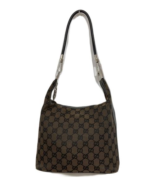GUCCI（グッチ）GUCCI (グッチ) GGキャンバス ワンハンドルバッグ ブラウンブラックの古着・服飾アイテム