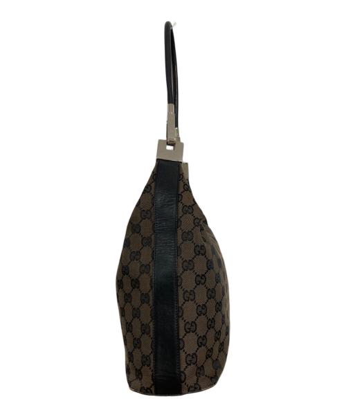 GUCCI（グッチ）GUCCI (グッチ) GGキャンバス ワンハンドルバッグ ブラウンブラックの古着・服飾アイテム