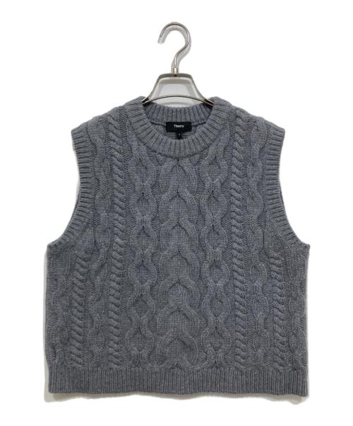 theory（セオリー）theory (セオリー) ケーブルニットベスト グレー サイズ:Sの古着・服飾アイテム