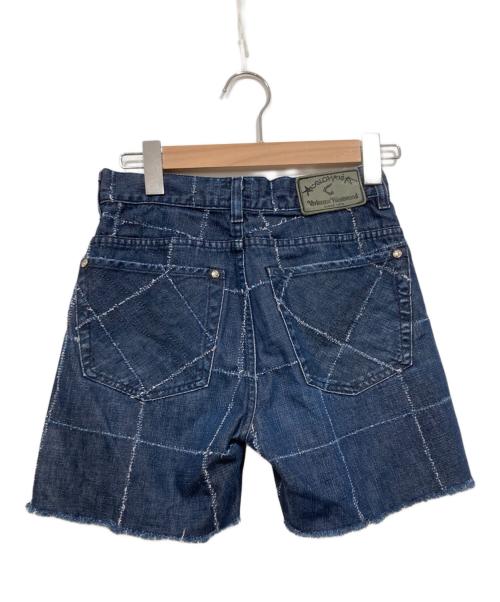 Vivienne Westwood ANGLOMANIA（ヴィヴィアンウエストウッドアングロマニア）Vivienne Westwood ANGLOMANIA (ヴィヴィアンウエストウッドアングロマニア) ステッチショートパンツ ブルー サイズ:26の古着・服飾アイテム