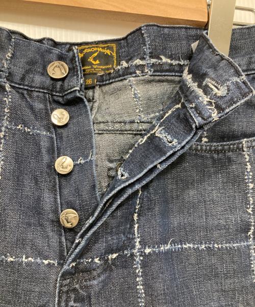 Vivienne Westwood ANGLOMANIA（ヴィヴィアンウエストウッドアングロマニア）Vivienne Westwood ANGLOMANIA (ヴィヴィアンウエストウッドアングロマニア) ステッチショートパンツ ブルー サイズ:26の古着・服飾アイテム