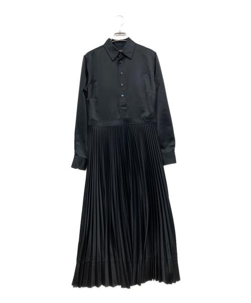 POLO RALPH LAUREN（ポロ・ラルフローレン）POLO RALPH LAUREN (ポロ・ラルフローレン) サテンプリーツ切替ワンピース ブラック サイズ:4の古着・服飾アイテム