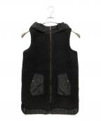 LA SUD ACTIVEラシュッドアクティブ）の古着「フーデッドボアベスト」｜ブラック