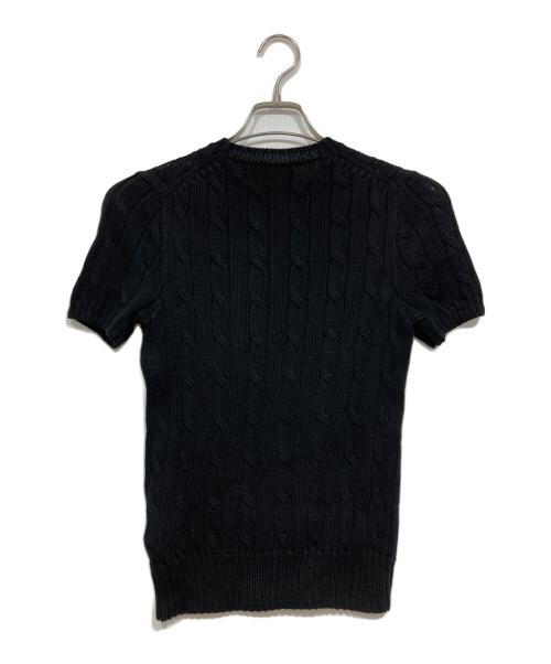 POLO RALPH LAUREN（ポロ・ラルフローレン）POLO RALPH LAUREN (ポロ・ラルフローレン) ケーブルビジューロゴ半袖ニット ブラック サイズ:Ｓの古着・服飾アイテム