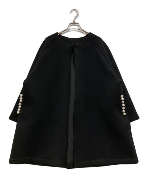 frene（フラーネ）frene (フラーネ) ポケットパール付きダンボールコート ブラック サイズ:MLの古着・服飾アイテム