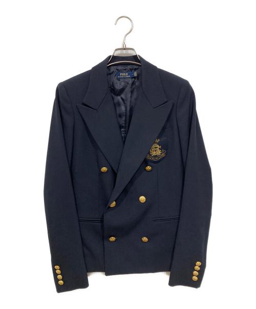 POLO RALPH LAUREN（ポロ・ラルフローレン）POLO RALPH LAUREN (ポロ・ラルフローレン) 紺ブレザー / 金釦エンブレムダブルジャケット ネイビー サイズ:4の古着・服飾アイテム
