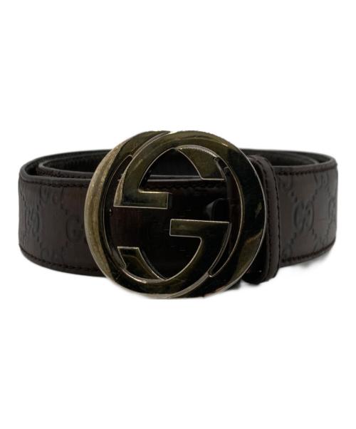 GUCCI（グッチ）GUCCI (グッチ) インターロッキングGバックルベルト ブラウンの古着・服飾アイテム