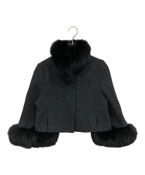 TO BE CHIC（トゥービーシック）TO BE CHIC (トゥービーシック) 袖フォックスファーショートジャケット グレー サイズ:サイズ表記なしの古着・服飾アイテム