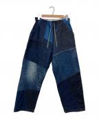 JOHNBULLジョンブル）の古着「デニムパンツ/パッチワーク」｜ブルー
