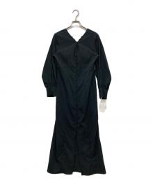 Aimeine（エメイン）の古着「ループボタンバックオープンIラインワンピース」｜ブラック