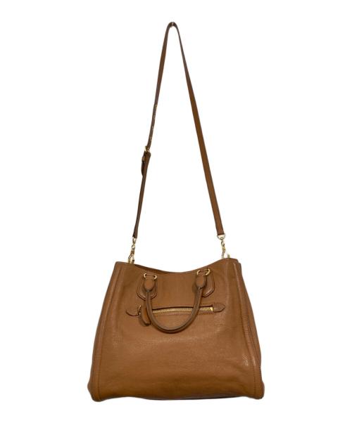 MIU MIU（ミュウミュウ）MIU MIU (ミュウミュウ) 2WAY マドラスレザーハンドバッグ ブラウンの古着・服飾アイテム