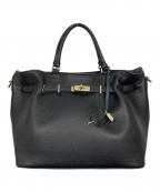 Milosミロス）の古着「レザー2WAYバッグ」｜ブラック