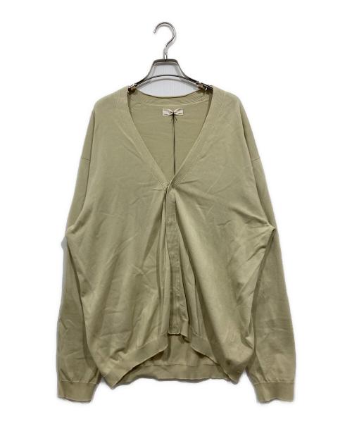 UNFIL（アンフィル）UNFIL (アンフィル) スビンコットン ファインゲージニット Vネック カーディガン イエロー サイズ:4の古着・服飾アイテム
