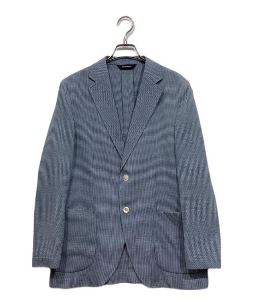 Paul Stuart（ポールスチュアート）Paul Stuart (ポールスチュアート) ミニギンガムレインジャケット/STUART'S TRAVELER 80周年記念アイテム ブルー サイズ:46の古着・服飾アイテム