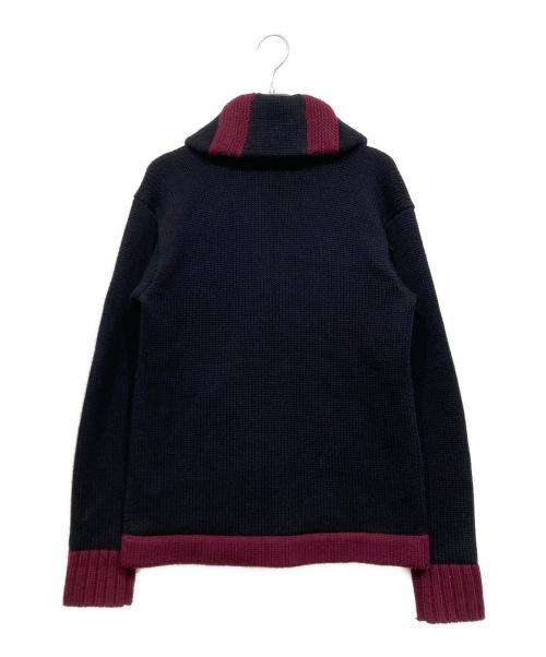 POLO RALPH LAUREN（ポロ・ラルフローレン）POLO RALPH LAUREN (ポロ・ラルフローレン) ショールカラーニットカーディガン ネイビー×ボルドー サイズ:Sの古着・服飾アイテム