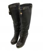 GUCCIグッチ）の古着「ロングヒールフリンジブーツ」｜ブラック