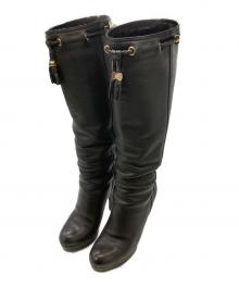 GUCCI（グッチ）の古着「ロングヒールフリンジブーツ」｜ブラック