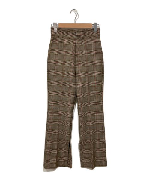Uhr（ウーア）Uhr (ウーア) スリットパンツ / Plaid Pants ブラウン サイズ:36の古着・服飾アイテム