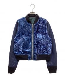 YOSHIYO（ヨシヨ）の古着「Velor flock print jacket/ベロアリバーシブルブルゾン」｜ブルー