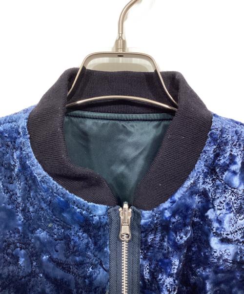 YOSHIYO（ヨシヨ）YOSHIYO (ヨシヨ) Velor flock print jacket/ベロアリバーシブルブルゾン ブルー サイズ:4の古着・服飾アイテム