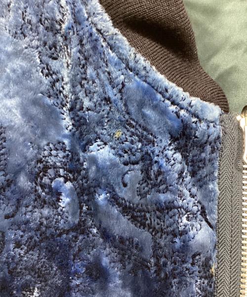 YOSHIYO（ヨシヨ）YOSHIYO (ヨシヨ) Velor flock print jacket/ベロアリバーシブルブルゾン ブルー サイズ:4の古着・服飾アイテム
