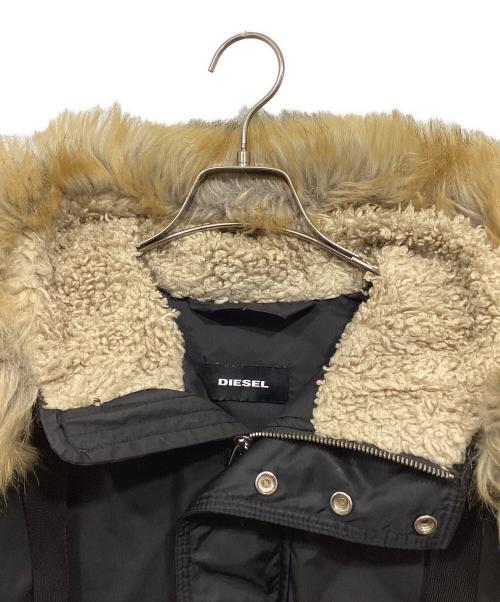 DIESEL（ディーゼル）DIESEL (ディーゼル) フェイクファー中綿ジャケット ブラック サイズ:XSの古着・服飾アイテム