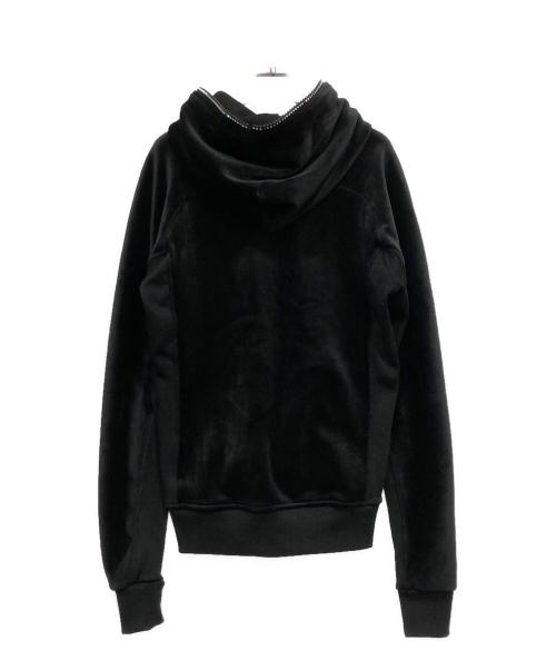 1PIU1UGUALE3 RELAX（ウノピゥウノウグァーレトレ リラックス）1PIU1UGUALE3 RELAX (ウノピゥウノウグァーレトレ リラックス) ラインストーン装飾ベロアジップパーカー ブラック サイズ:Mの古着・服飾アイテム