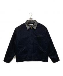OPENING act（オープニングアクト）の古着「ベロアデニムワークジップ裏ボアジャケット」｜ネイビー