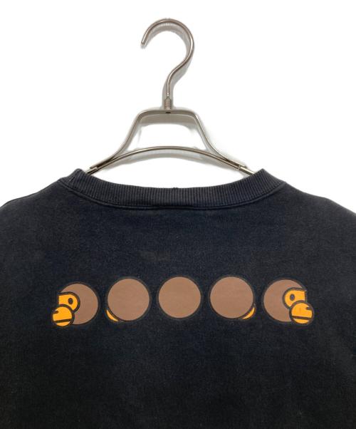 A BATHING APE（ア ベイシング エイプ）A BATHING APE (ア ベイシング エイプ) BABY MILO プリントクルーネックスウェット ブラック サイズ:XLの古着・服飾アイテム