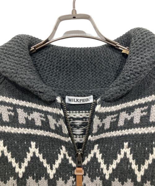 MILK FED.（ミルクフェド）MILK FED. (ミルクフェド) COWICHAN KNIT JACKET グレー サイズ:ONE SIZEの古着・服飾アイテム