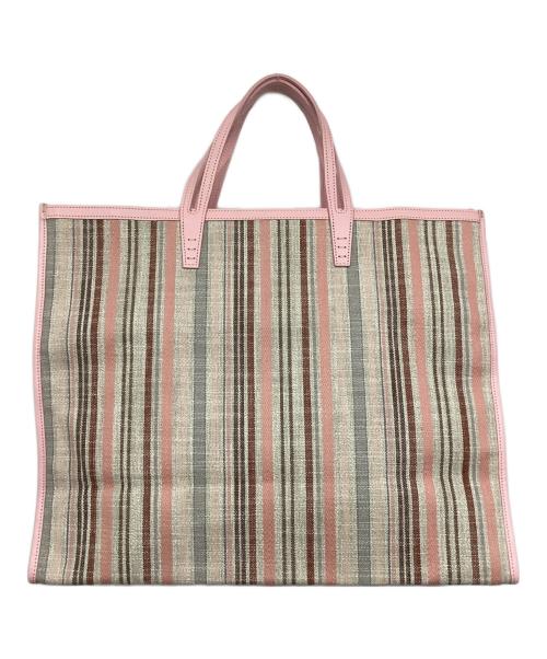 A VACATION（ア ヴァケーション）A VACATION (ア ヴァケーション) TANK マルチストライプ トートバッグ ピンクの古着・服飾アイテム