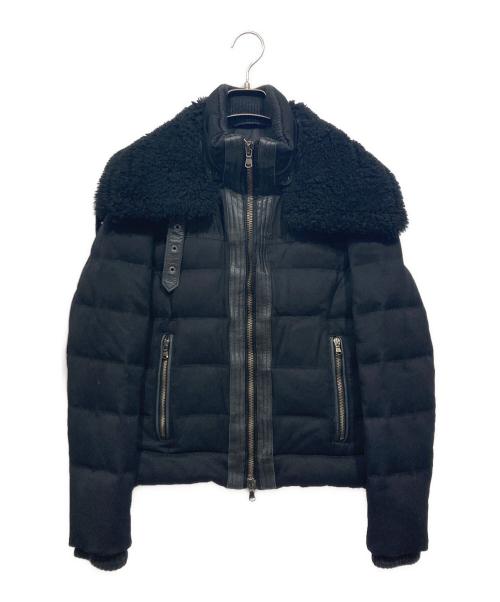 5351 pour les hommes（5351プールオム）5351 pour les hommes (5351プールオム) ムートンレザー切替ダウンジャケット ブラック サイズ:1の古着・服飾アイテム