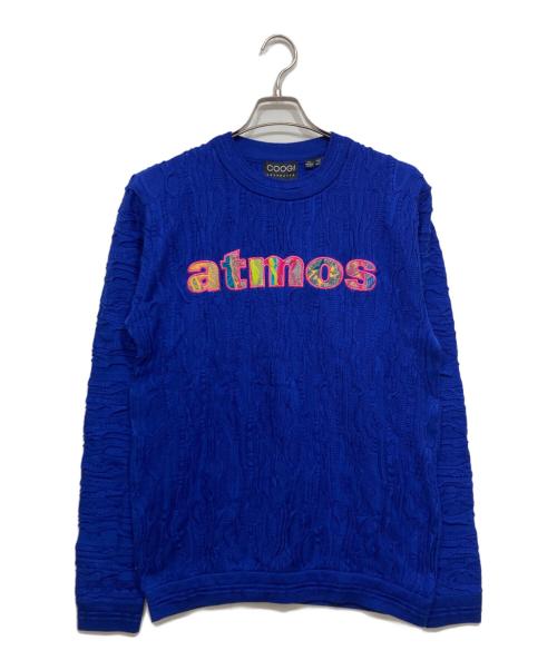 Coogi（クージー）Coogi (クージー) atmos (アトモス) PO CN BLUE BLUE/プルオーバークルーネックニット ブルー サイズ:L 未使用品の古着・服飾アイテム