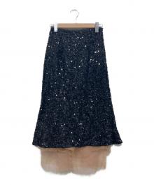 MAISON SPECIAL（メゾンスペシャル）の古着「スパンコールスカート」｜ブラック