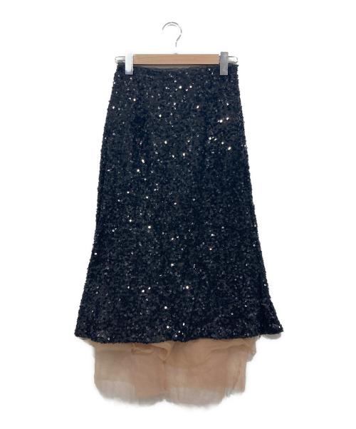 MAISON SPECIAL（メゾンスペシャル）MAISON SPECIAL (メゾンスペシャル) スパンコールスカート ブラック サイズ:Freeの古着・服飾アイテム