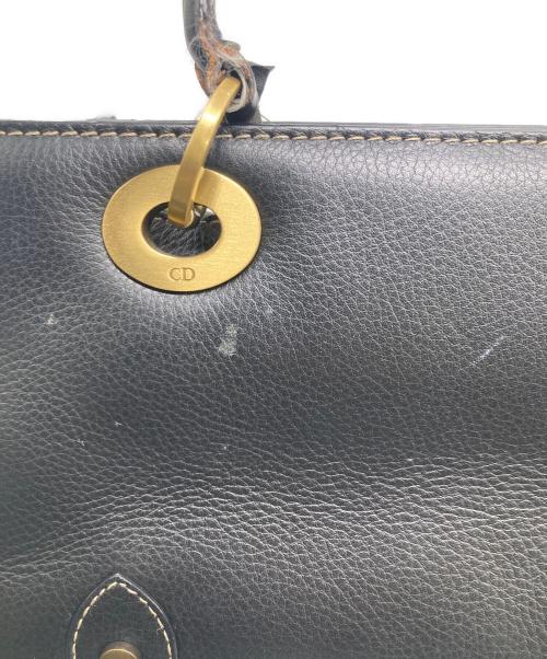 Christian Dior（クリスチャン ディオール）Christian Dior (クリスチャン ディオール) 横長レザーハンドバッグ / イーストウエストバッグ ブラックの古着・服飾アイテム