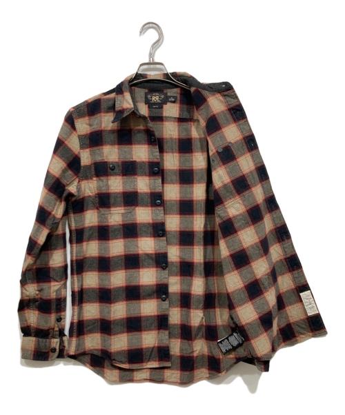RRL（ダブルアールエル）RRL (ダブルアールエル) FRANNEL SHIRT/フランネルチェックシャツ ブラウン サイズ:M 175/96A Slim Fitの古着・服飾アイテム