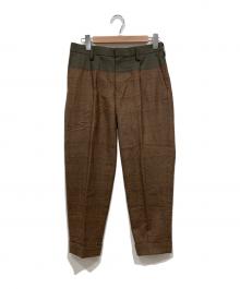 KOLOR（カラー）の古着「フランネルチェック 切替 テーパード スラックス」｜ブラウン
