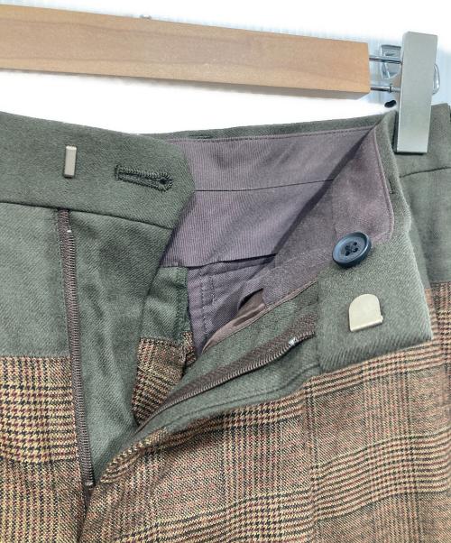 KOLOR（カラー）KOLOR (カラー) フランネルチェック 切替 テーパード スラックス ブラウン サイズ:1の古着・服飾アイテム