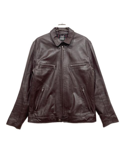BURBERRY BLACK LABEL（バーバリーブラックレーベル）BURBERRY BLACK LABEL (バーバリーブラックレーベル) ラムレザージャケット ブラウン サイズ:Lの古着・服飾アイテム