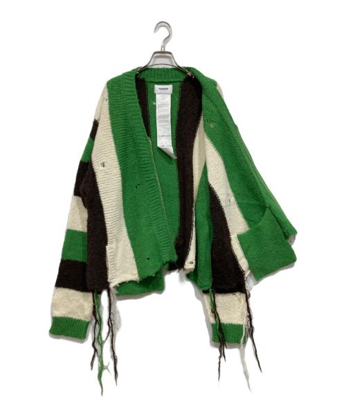 doublet（ダブレット）doublet (ダブレット) ジップアップストライプカーディガン / ZIP UP STRIPE CARDIGAN グリーン サイズ:MEDIUMの古着・服飾アイテム