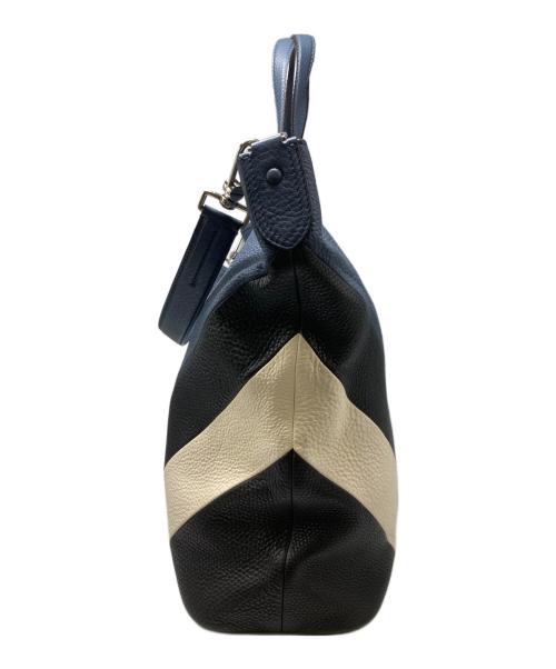 BALLY（バリー）BALLY (バリー) 2WAYレザートートバッグ ブルー×ホワイトの古着・服飾アイテム