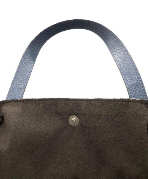 BALLY（バリー）BALLY (バリー) 2WAYレザートートバッグ ブルー×ホワイトの古着・服飾アイテム