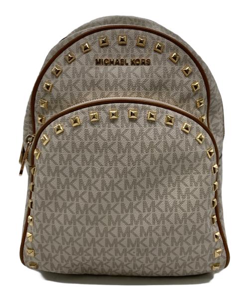MICHAEL KORS（マイケル・コース）MICHAEL KORS (マイケル・コース) スタッズ付リュック/MK柄　バックパック ベージュの古着・服飾アイテム