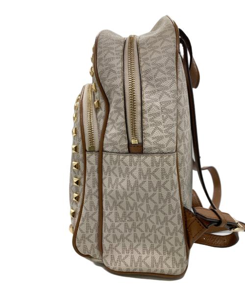 MICHAEL KORS（マイケル・コース）MICHAEL KORS (マイケル・コース) スタッズ付リュック/MK柄　バックパック ベージュの古着・服飾アイテム